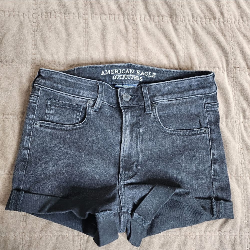 American eagle gray super high rise shortie shorts‎